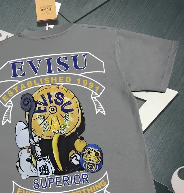 Evisu 2025New Arrival T ⚠ Quality⚠ Same Style T 。 ，Black S-XXL，White S-XXL，Gray M-XXL，Red S-XXL， Red M-XXL